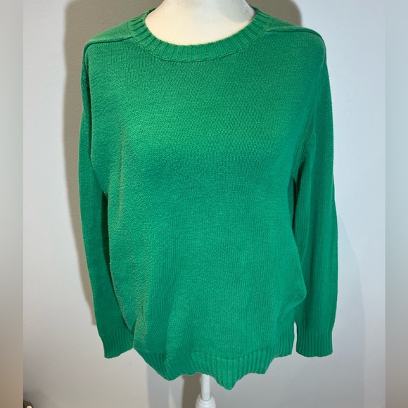 Vintage Braemar International Cotton Crewneck Kelly Green Sweater Size Medium - Picture 1 of 8